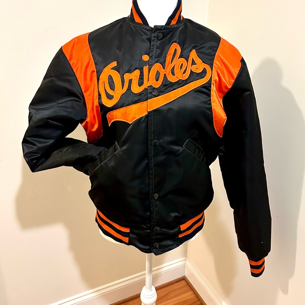 Vintage Orioles Starter brand Satin Embroidered Black and Orange Jacket